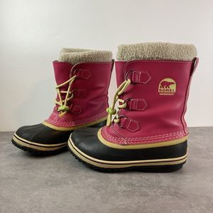 Sorel Pink Leather Snow Boots Women's Size US 4 EUR 35 Natural Rubber Waterproof